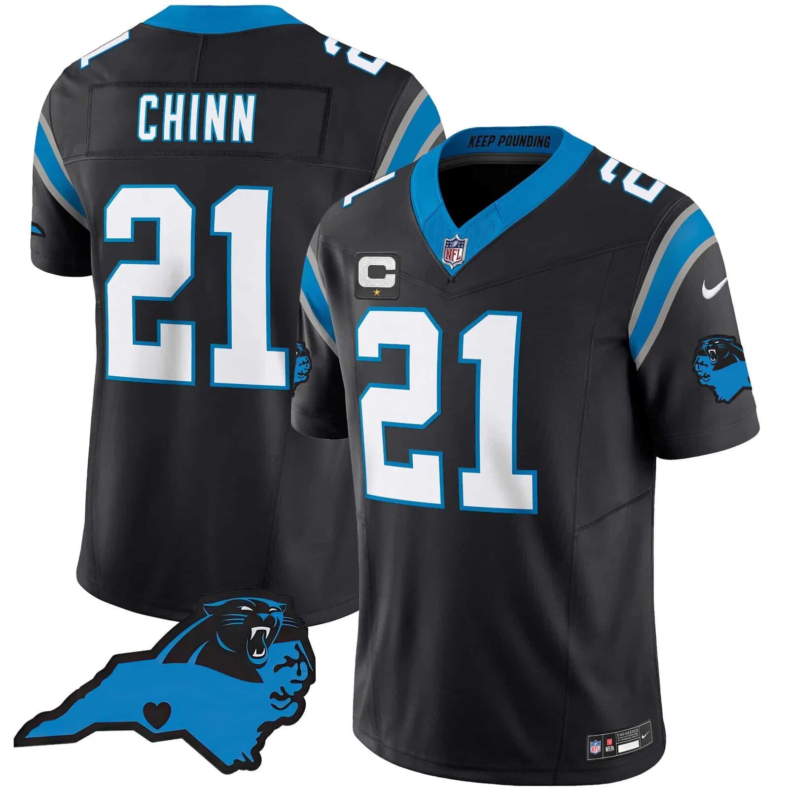 Men Carolina Panthers #21 Chinn Black 2024 Nike Vapor Limited NFL Jersey style 1